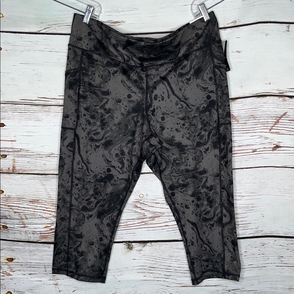 Ideology Plus NWT Sz 2X Gray Swirl High Rise Crop Performance Leggings w/ Pocket